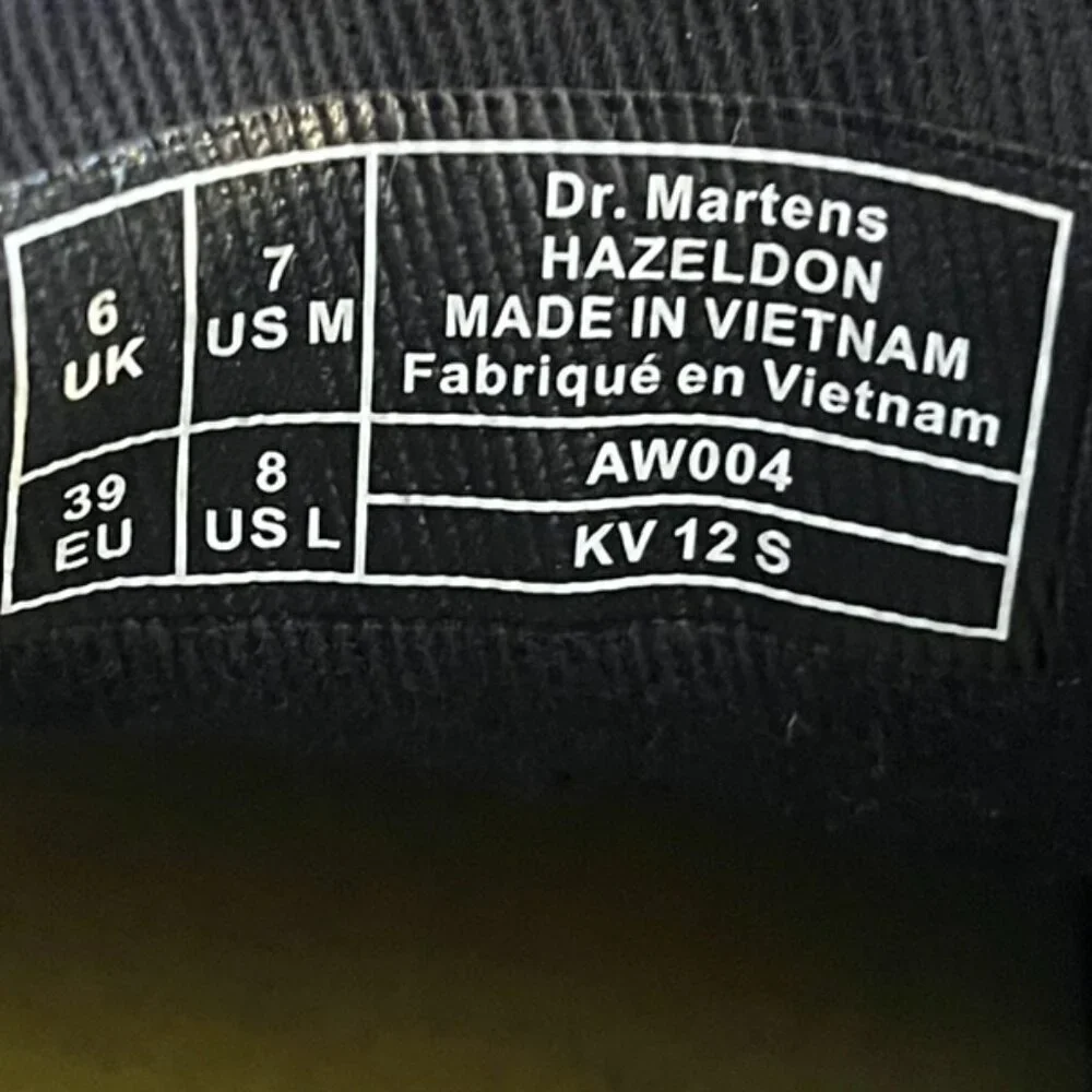 Dr Martens Unisex Black Leather Hazeldon Grizzly Shoes Sz M -7 W -8